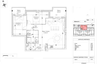 plan de l'appartement numéro 101 dans le batiment A en vente en Location accession aux sables d'olonne