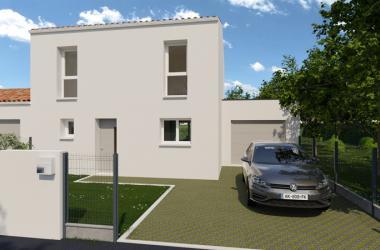 Maison neuve en accession sociale PSLA au Domaine du Ruisseau de L’Aumarière aux Herbiers, façade extérieure moderne