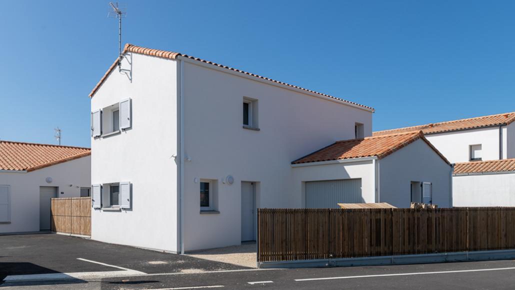 Façade avant de la maison en location-accession PSLA aux Sables d’Olonne (Vendée)
