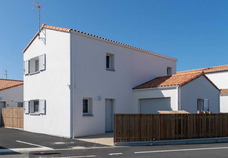 Façade avant de la maison en location-accession PSLA aux Sables d’Olonne (Vendée)