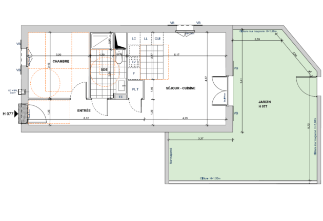 Pla du T2 à 141 000€