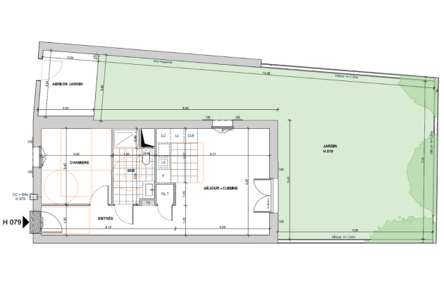 Plan du T2 à 146 000 €