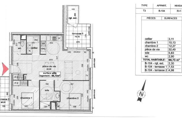 plan b104 1er etage BRS programe foche appartement la roche sur yon