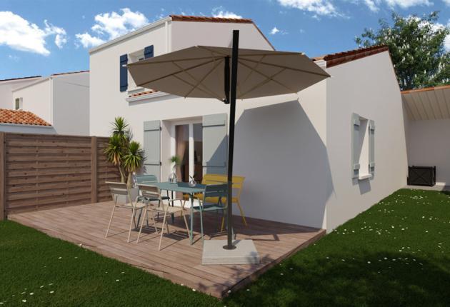 Jardin privatif de 82 m² avec abri pour maison T2 neuve à Saint-Pierre d’Oléron