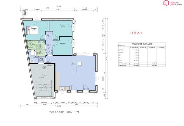 Plan de la maison T4 de 86 m² en location-accession PSLA, La Crèche Auneau