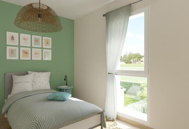 Chambre enfant dans une maison neuve en accession sociale PSLA au Domaine du Ruisseau de L’Aumarière