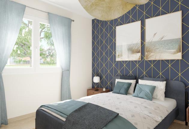 Chambre parentale dans une maison neuve deux chambres en accession sociale PSLA aux Herbiers