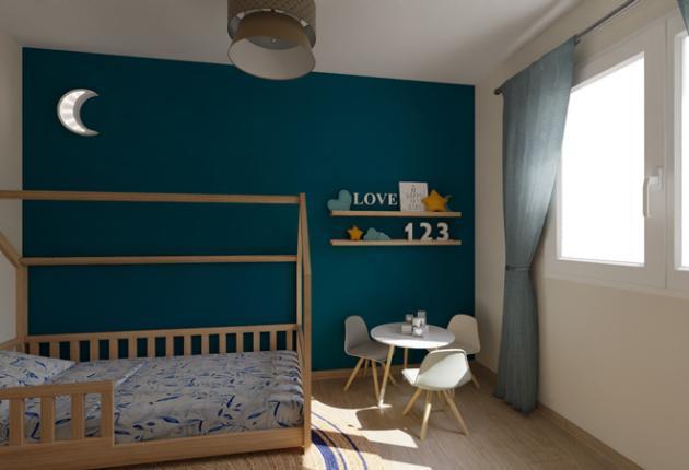 Seconde chambre dans une maison neuve deux chambres en accession sociale PSLA au Domaine du Ruisseau de L’Aumarière