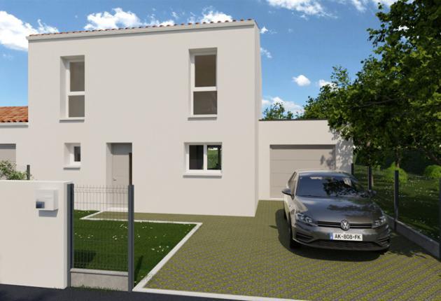 Maison neuve en accession sociale PSLA au Domaine du Ruisseau de L’Aumarière aux Herbiers, façade extérieure moderne