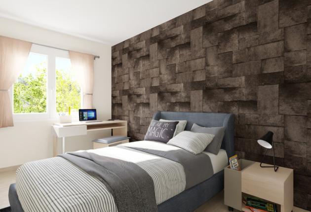 Seconde chambre de la maison neuve trois chambres lot cinq en accession sociale PSLA au Domaine du Ruisseau de L’Aumarière