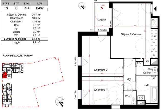 plan appartement b402 BRS Aytré 