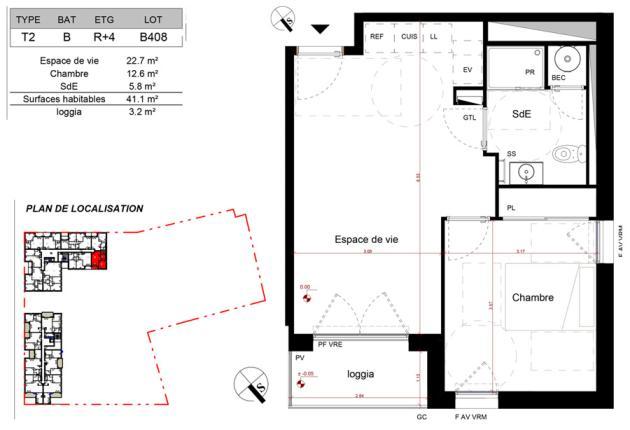 plan appartement b408 aytré BRS 17