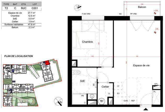 plan appartement BRS c001 rez de chaussée aytré port martin