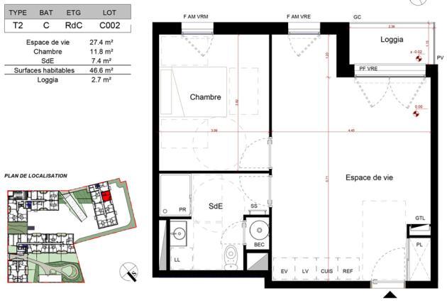 Plan Appartement c002 BRS Aytré Port Martin