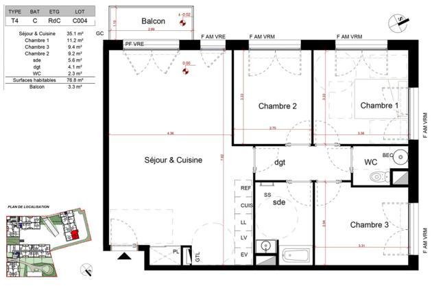 Plan appartement c004 aytré BRS
