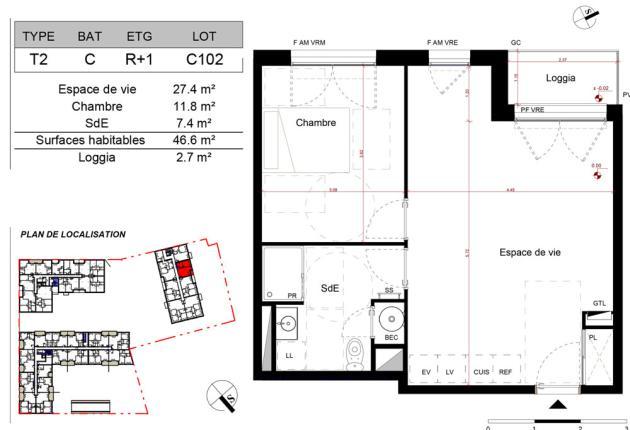 plan appartement BRS a vendre la rochelle