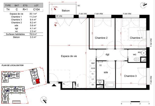 Plan c104 appartement aytré brs