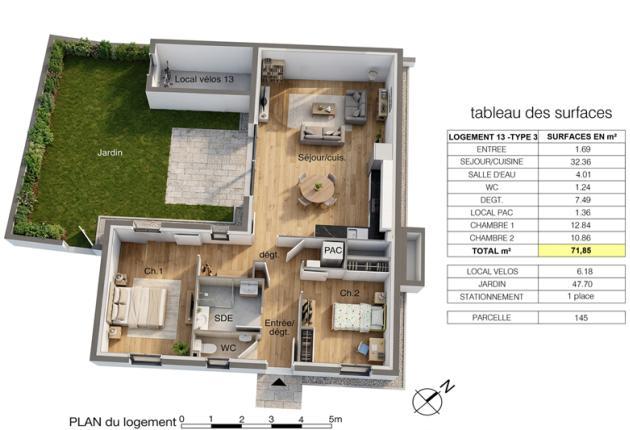 LOT 13 programme BRS Couture Oléron - plan et superficie