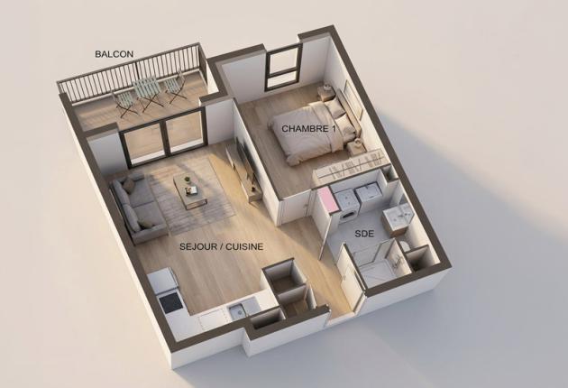 plan appartement 1 chambre Programme Appartements neufs en bail réel solidaire à Saint Gilles Croix de Vie Vendée