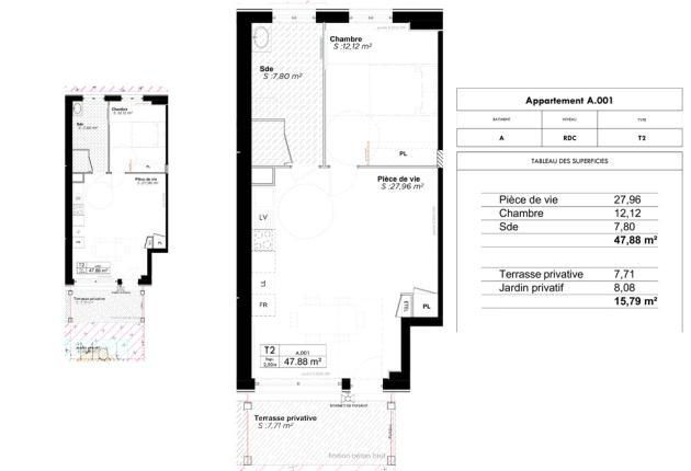 Plan appartement A 001 Programme BRS Accession sociale Azuré à La Rochelle